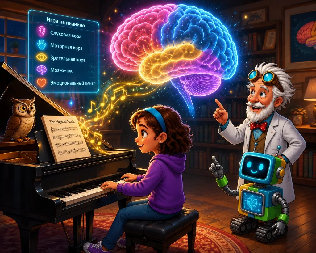 Playing piano: activity in the auditory, motor and visual cortex