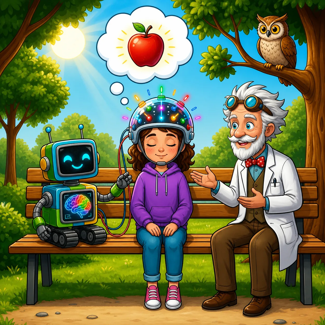 Neurointerface: Alice imagines an apple