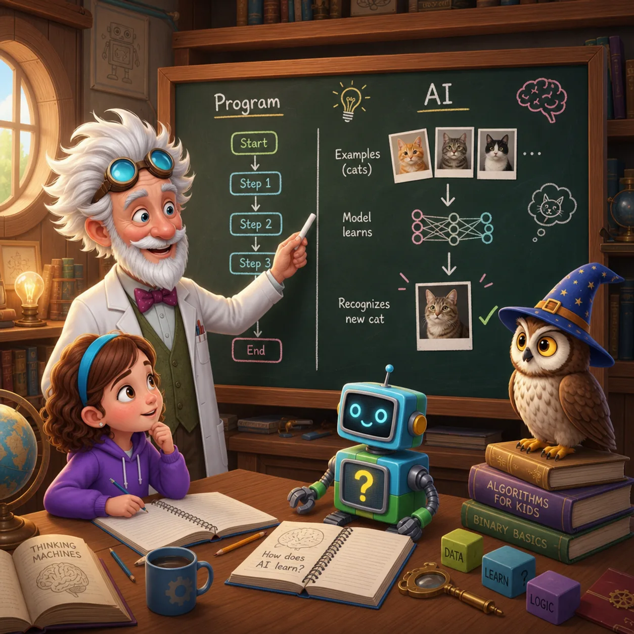 A lesson in the office: an ordinary program and AI on the blackboard